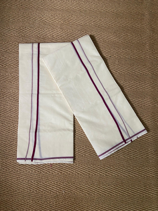 Maroon Puliyilakara set mundu
