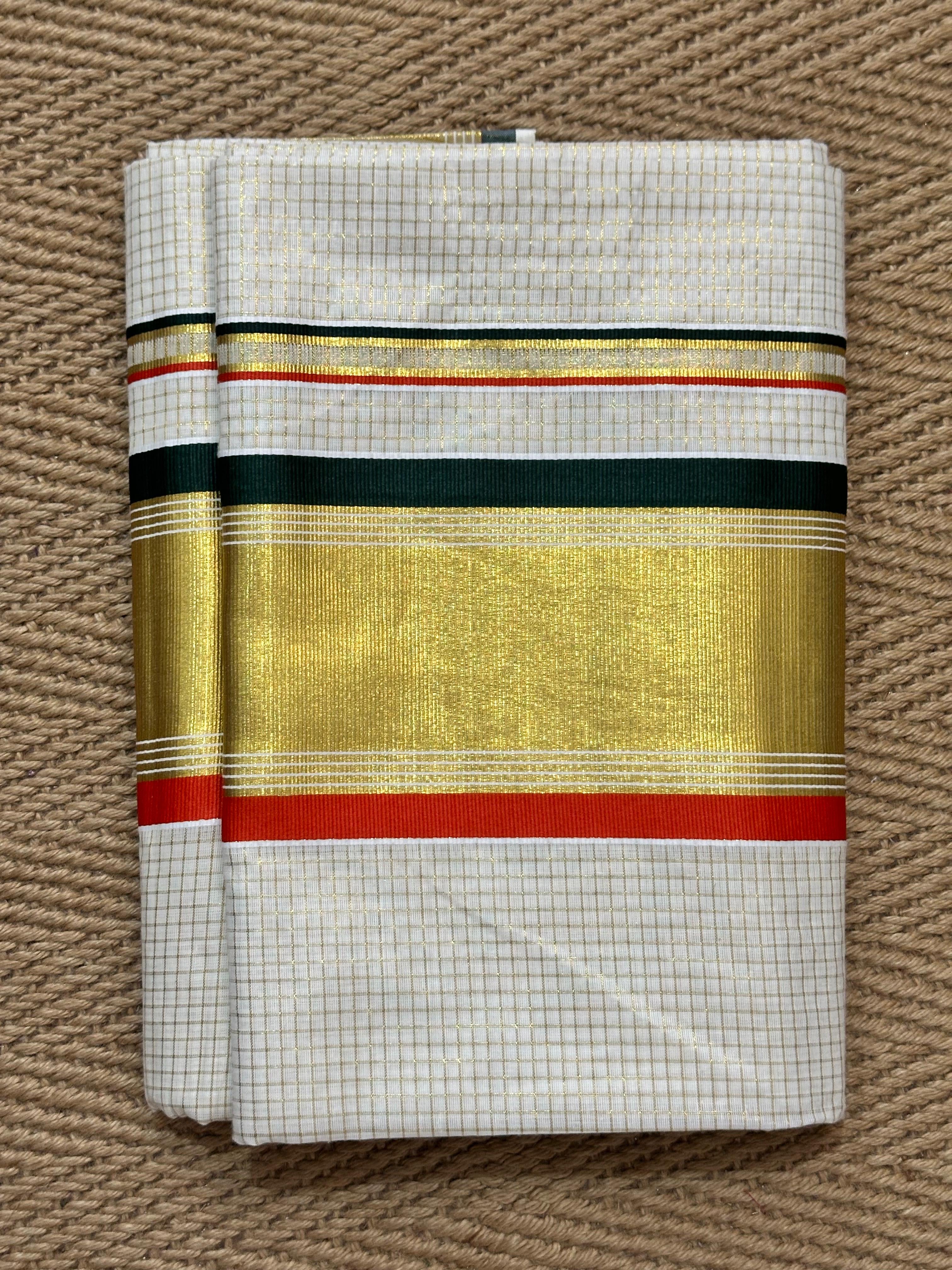 Soft cotton set saree with small checks