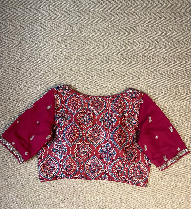 Modal silk blouse with hand emroidery