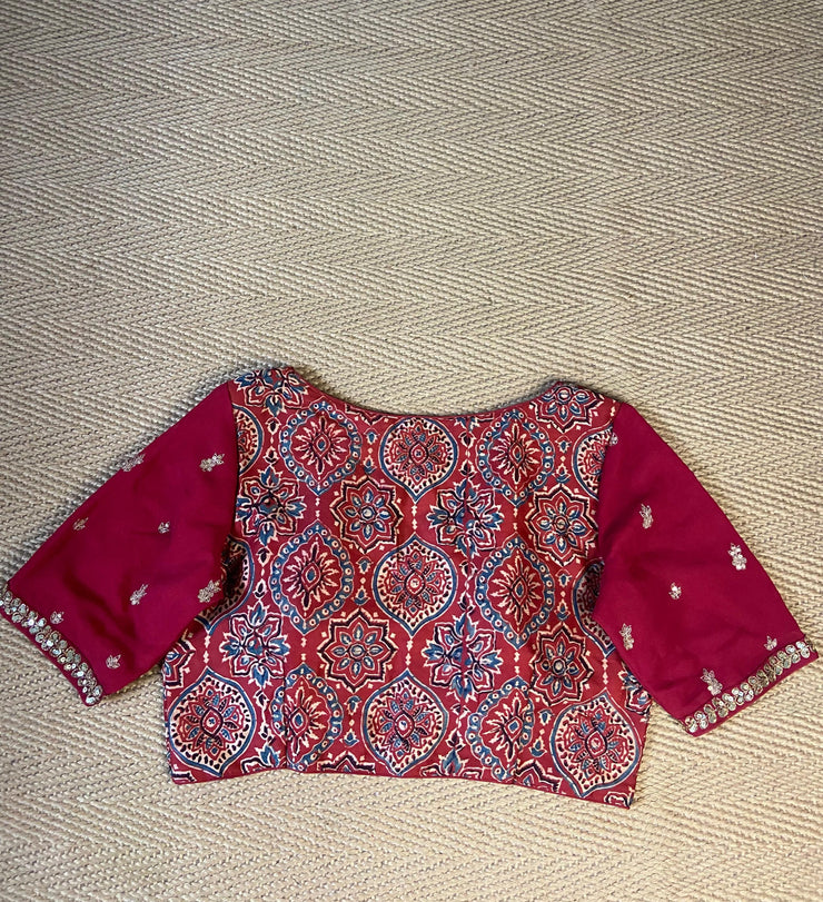 Modal silk blouse with hand emroidery