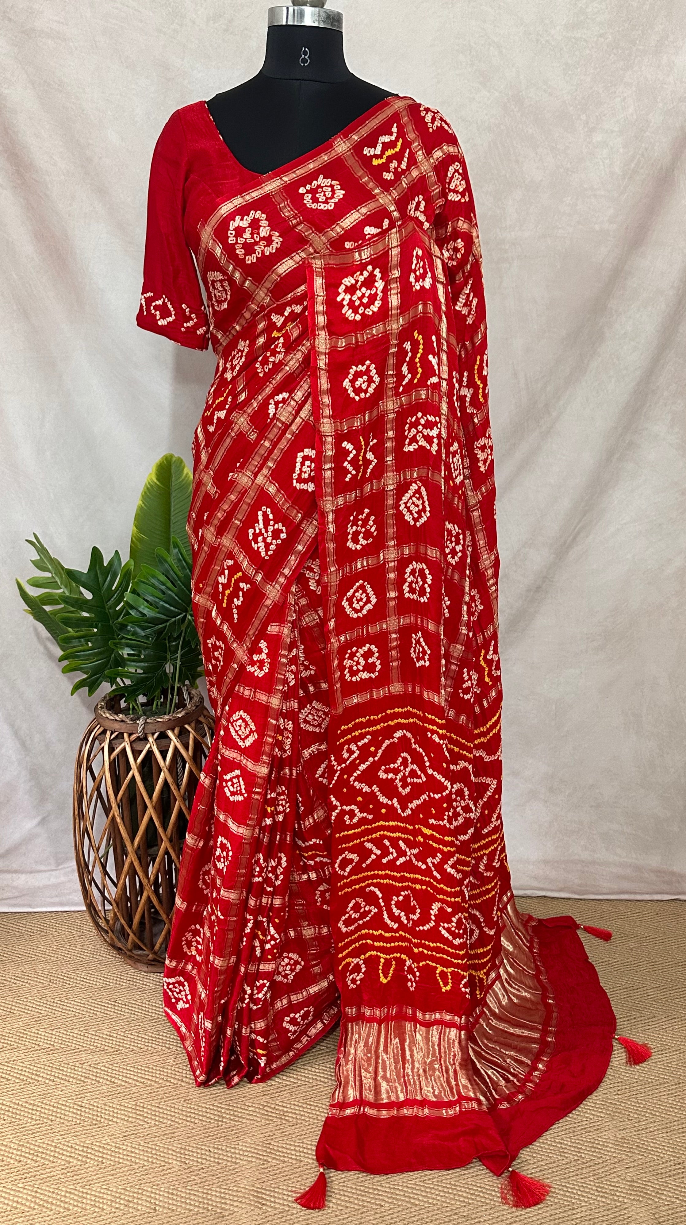 Pure gharchola Gajji silk saree with stitched blouse