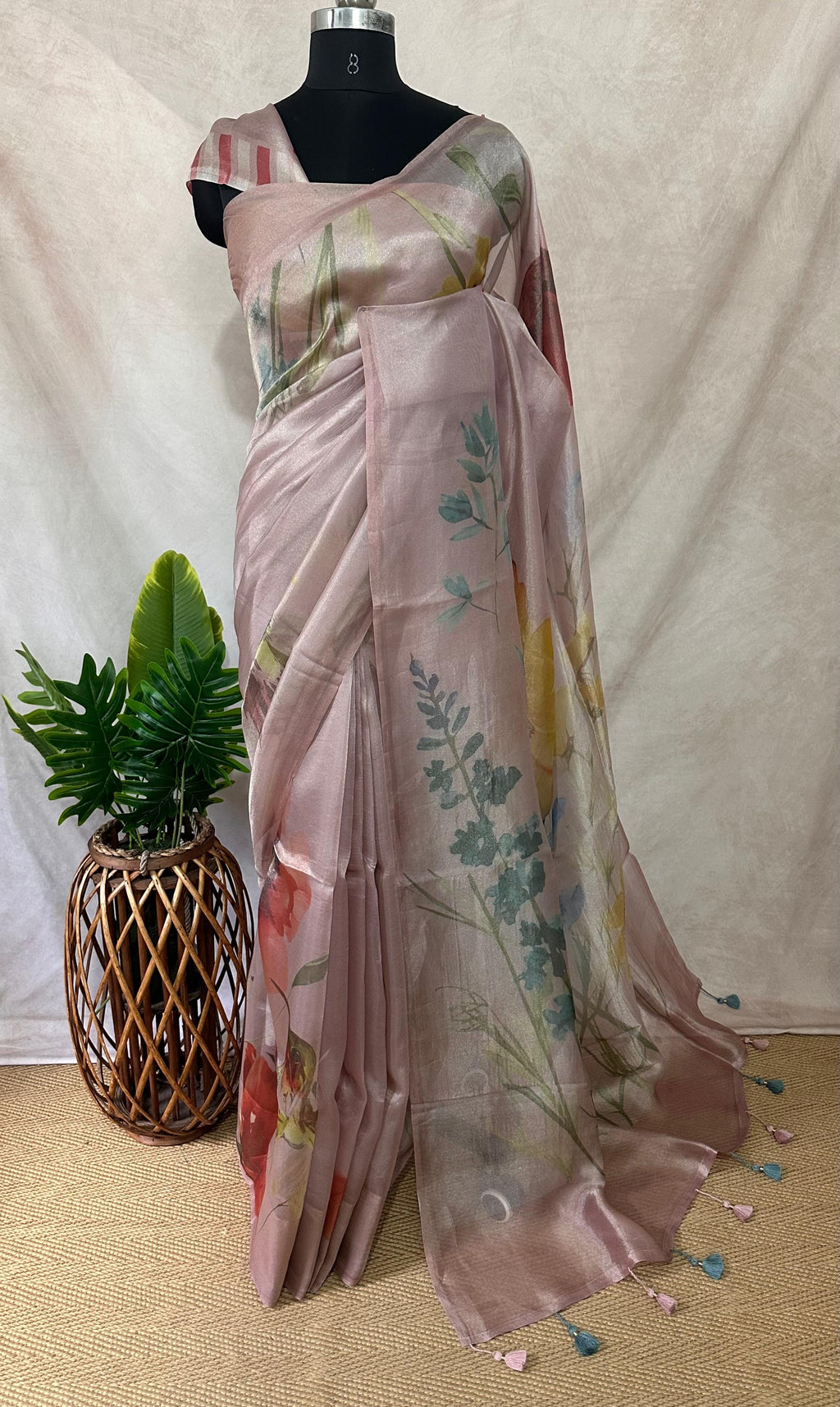 Organza silk tissue saree with digital print, with bP