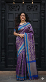 Pure Katan designer brocade silk saree with BP