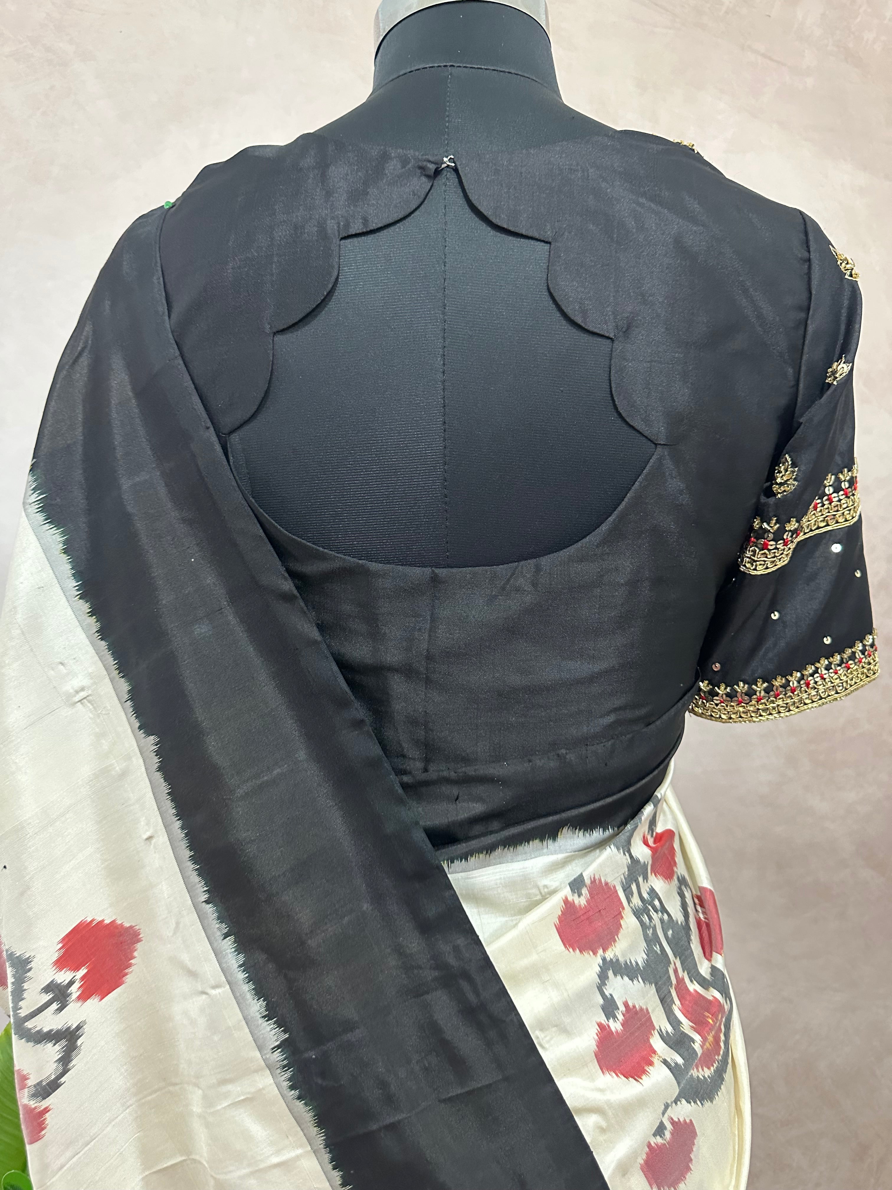 Ikkat pure silk designer saree with designer blouse