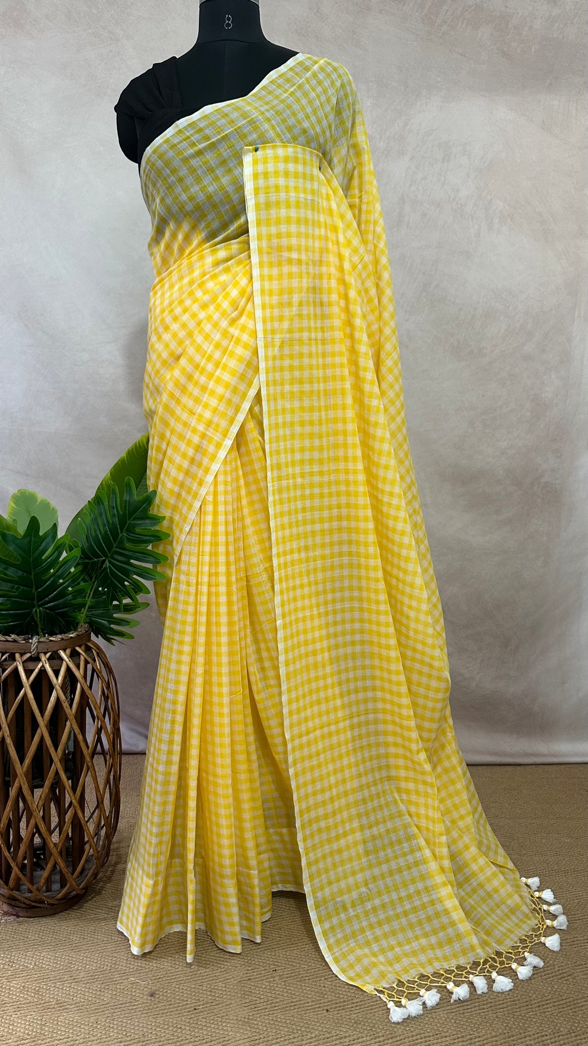 Mul cotton check saree