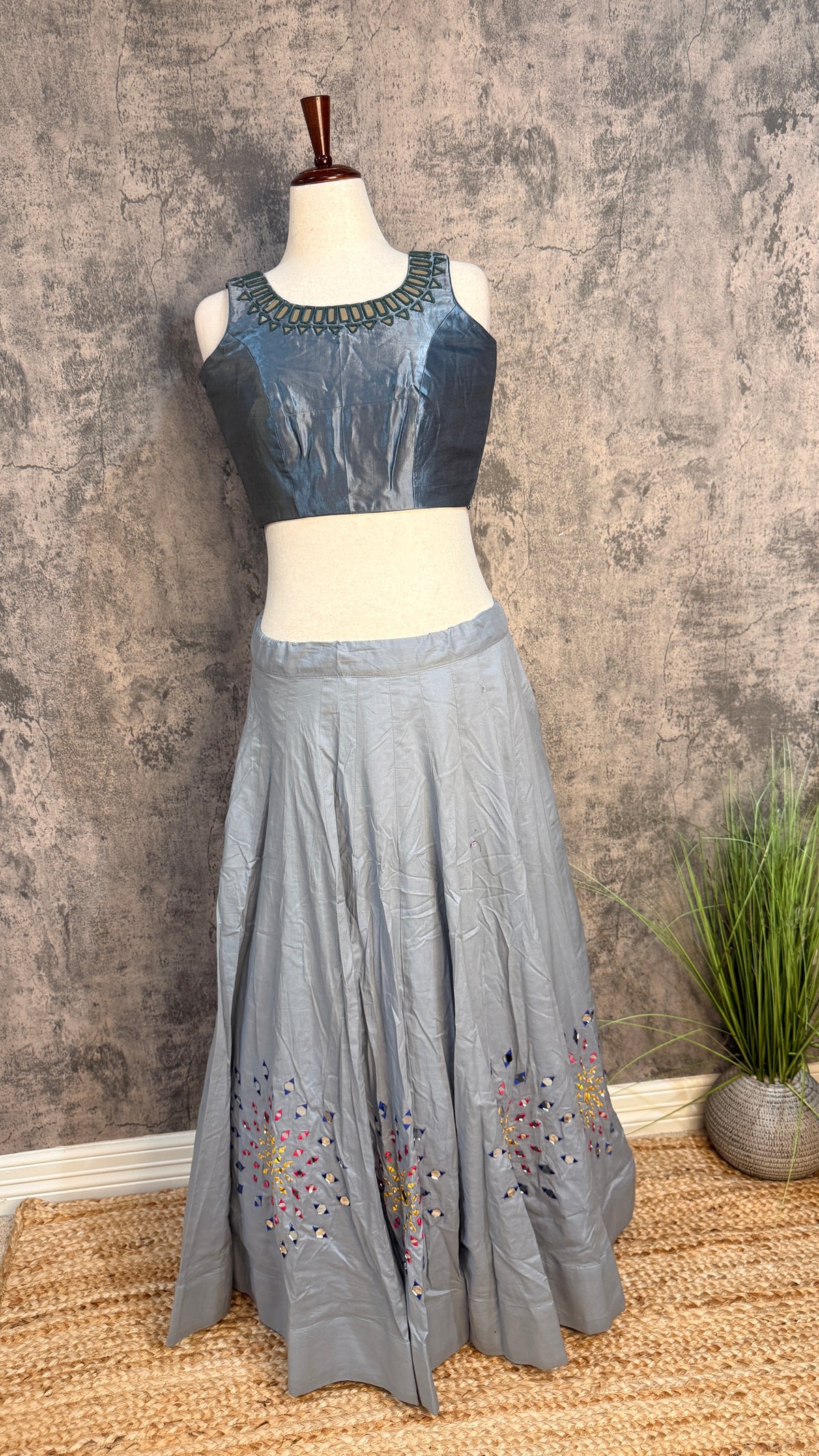 8 m flare navrathri skirt with real mirror