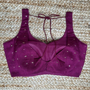 Maroon silk sleeveless blouse