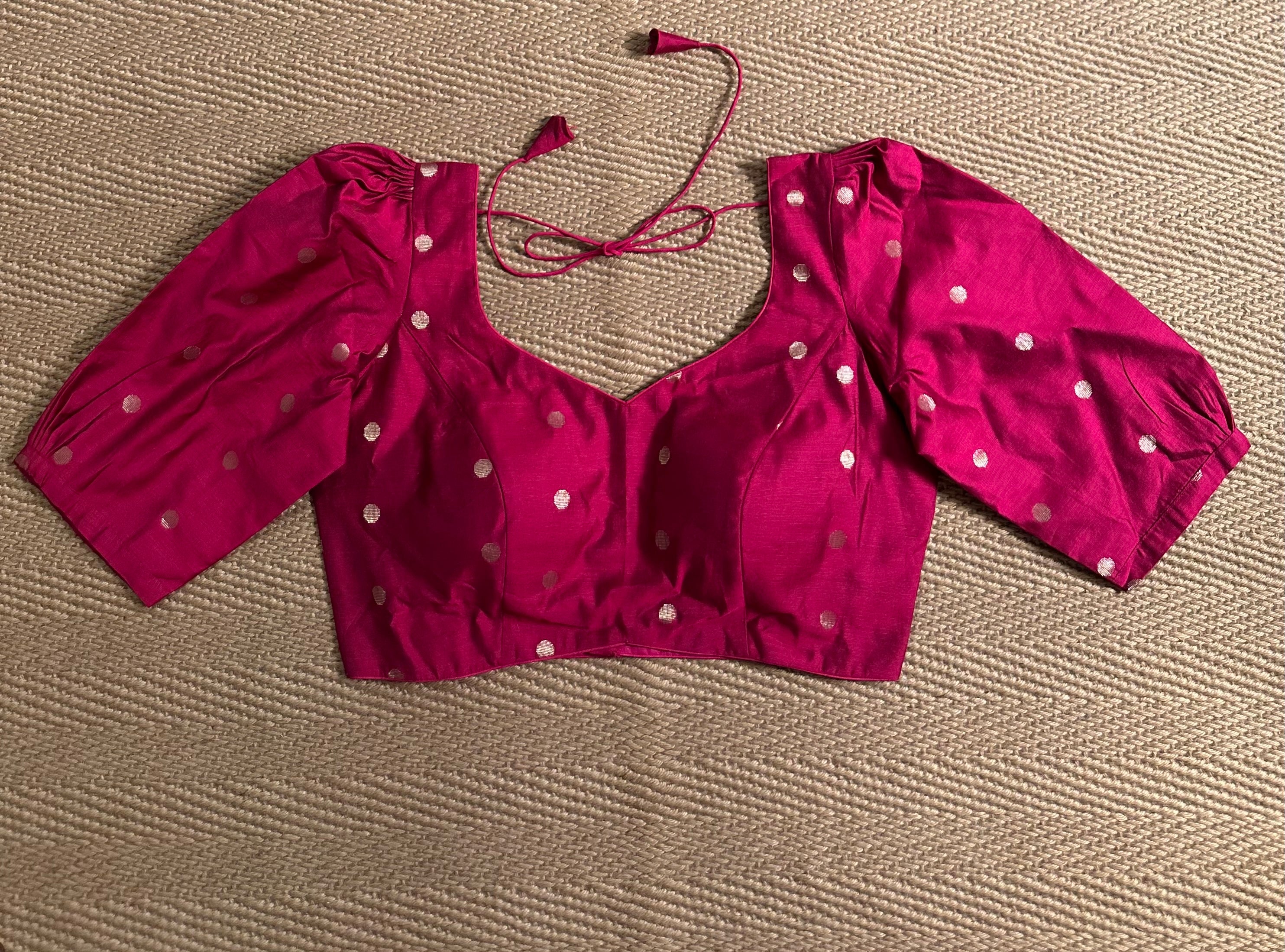 Reddish maroon silk cotton blouse with sleeves