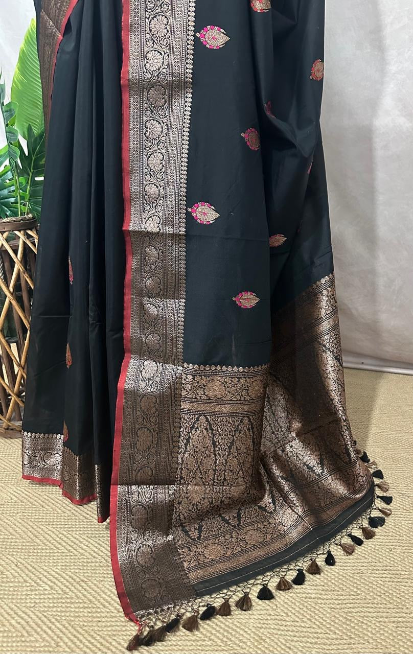 Banarsi cotton silk handloom saree with stitched blouse