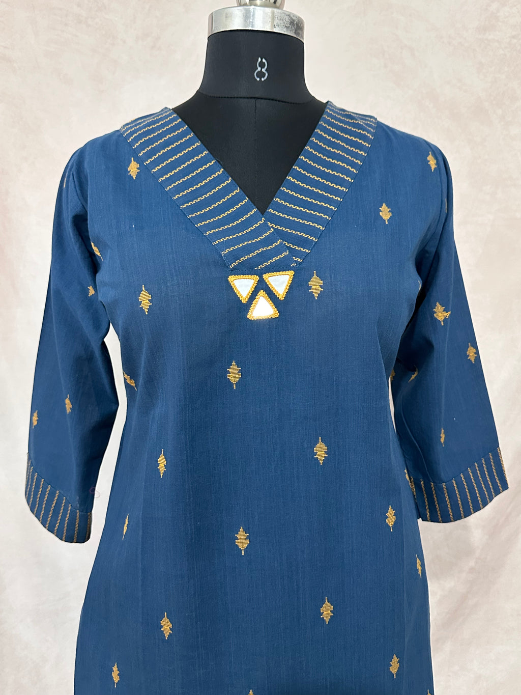 Cotton kurti mirror work cord set