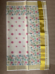 Cotton tissue floral digital printed set saree