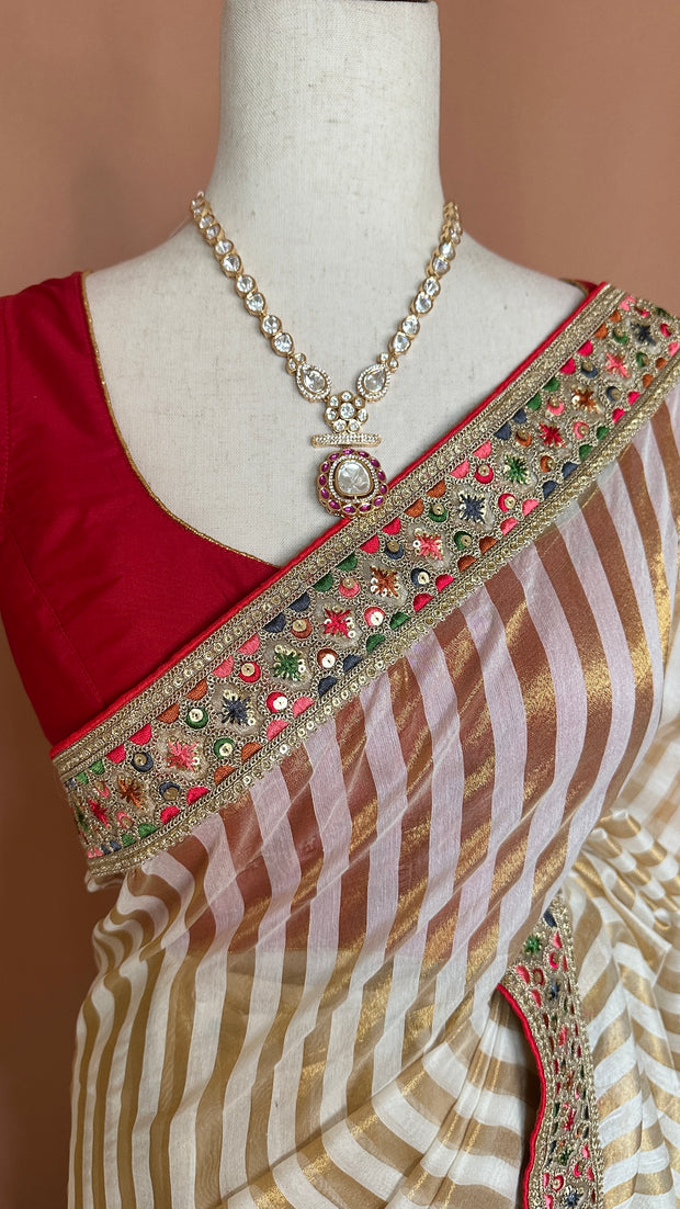Pure Chanderi Silk saree with designer blouse