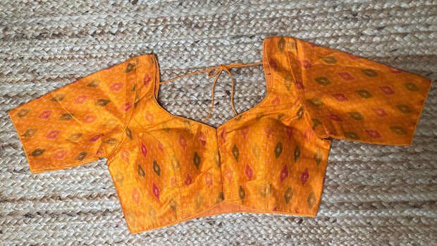 Orange Ikkat raw silk blouse