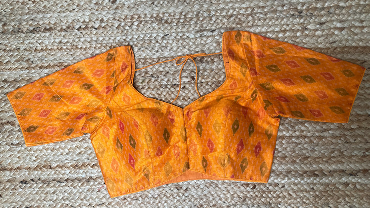 Orange Ikkat raw silk blouse