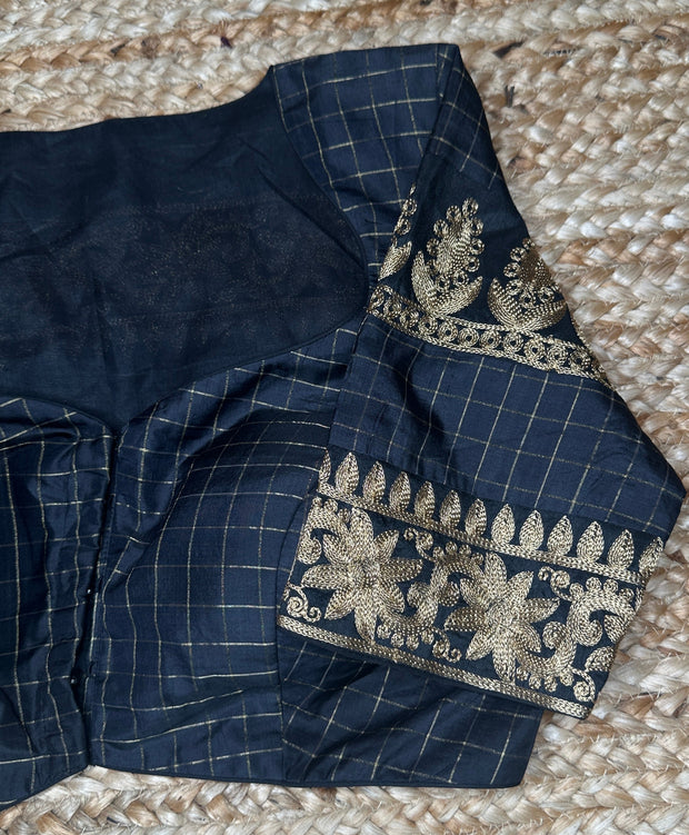 Black silk designer blouse