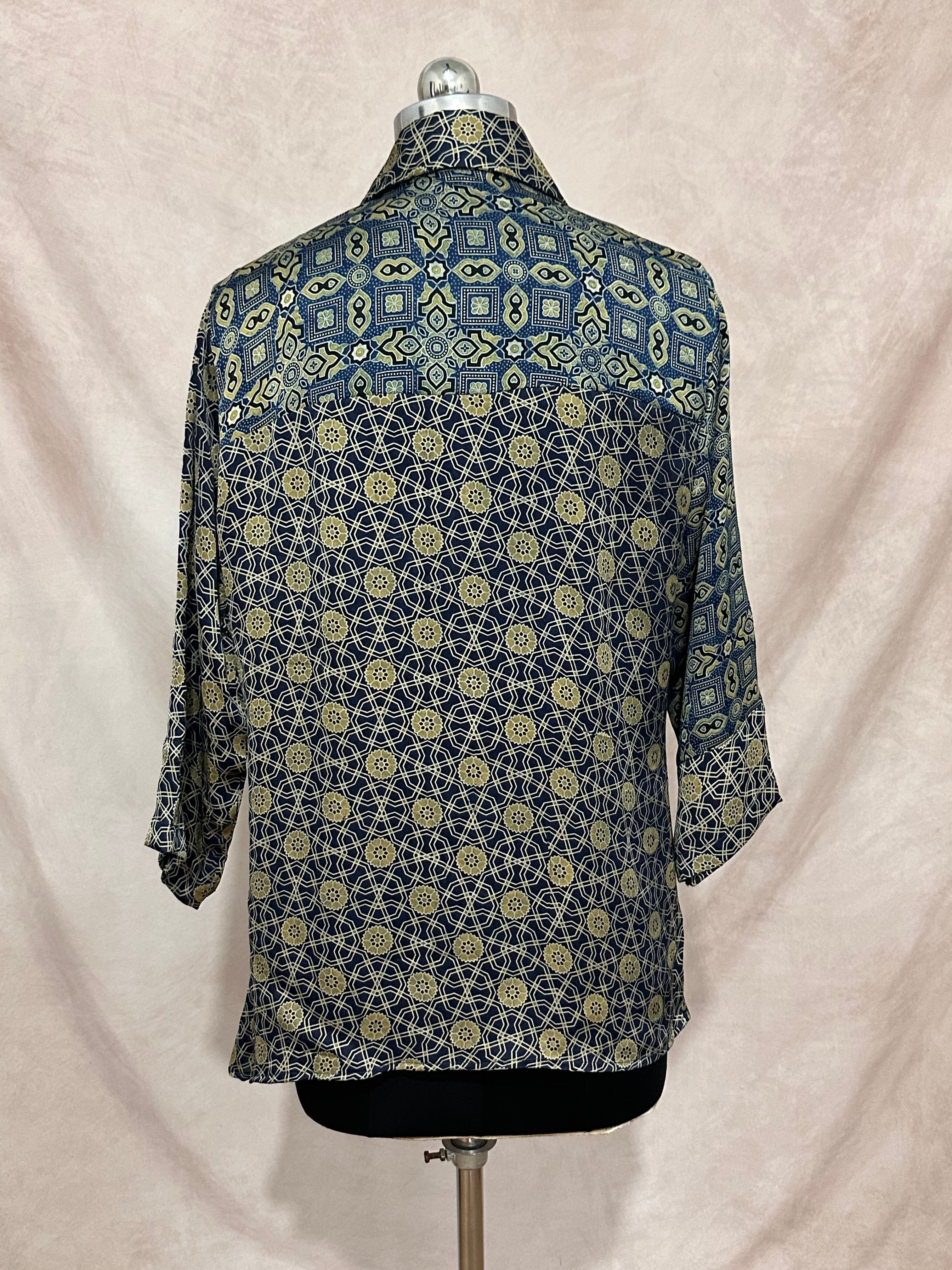 Pure Modal silk shirt with hand block print