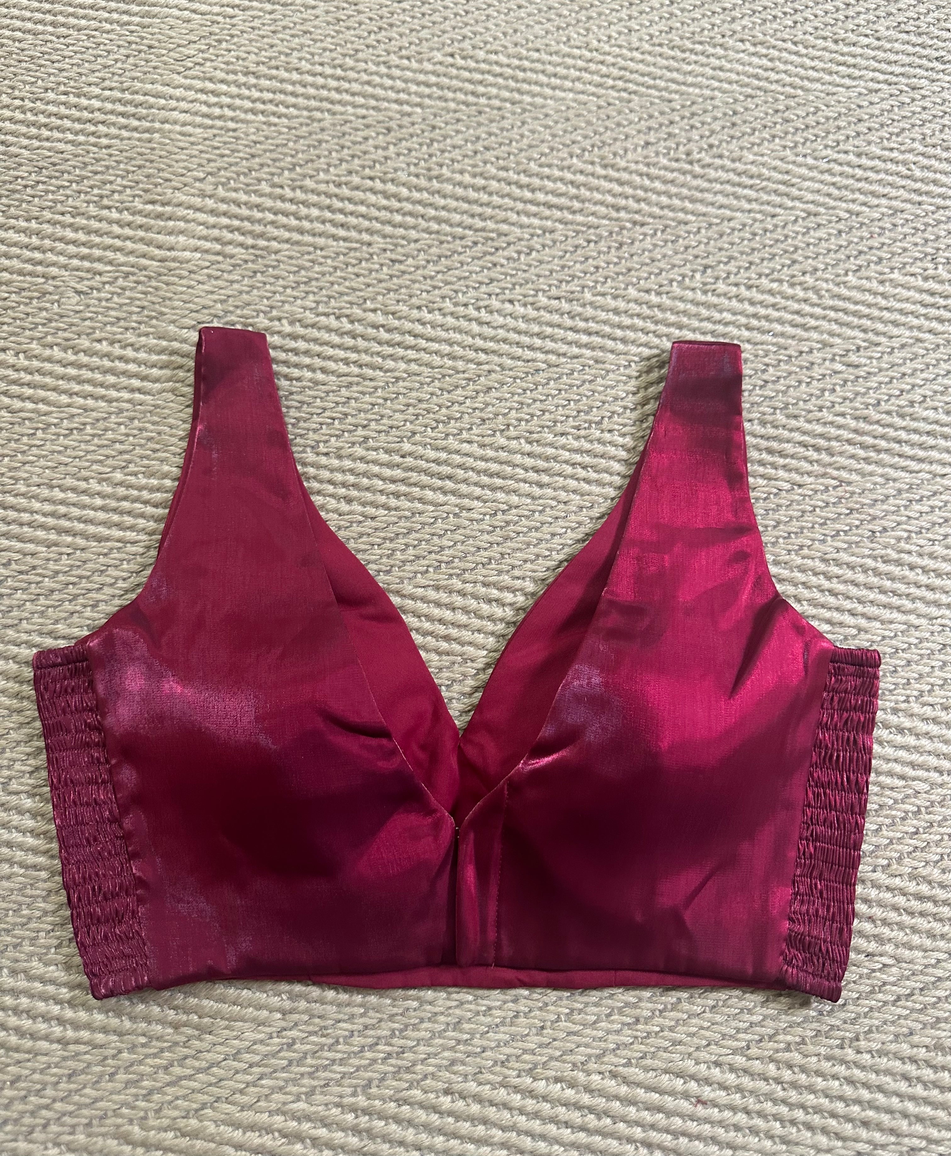 Maroon satin stilk adjustbale (Side elastic) blouse