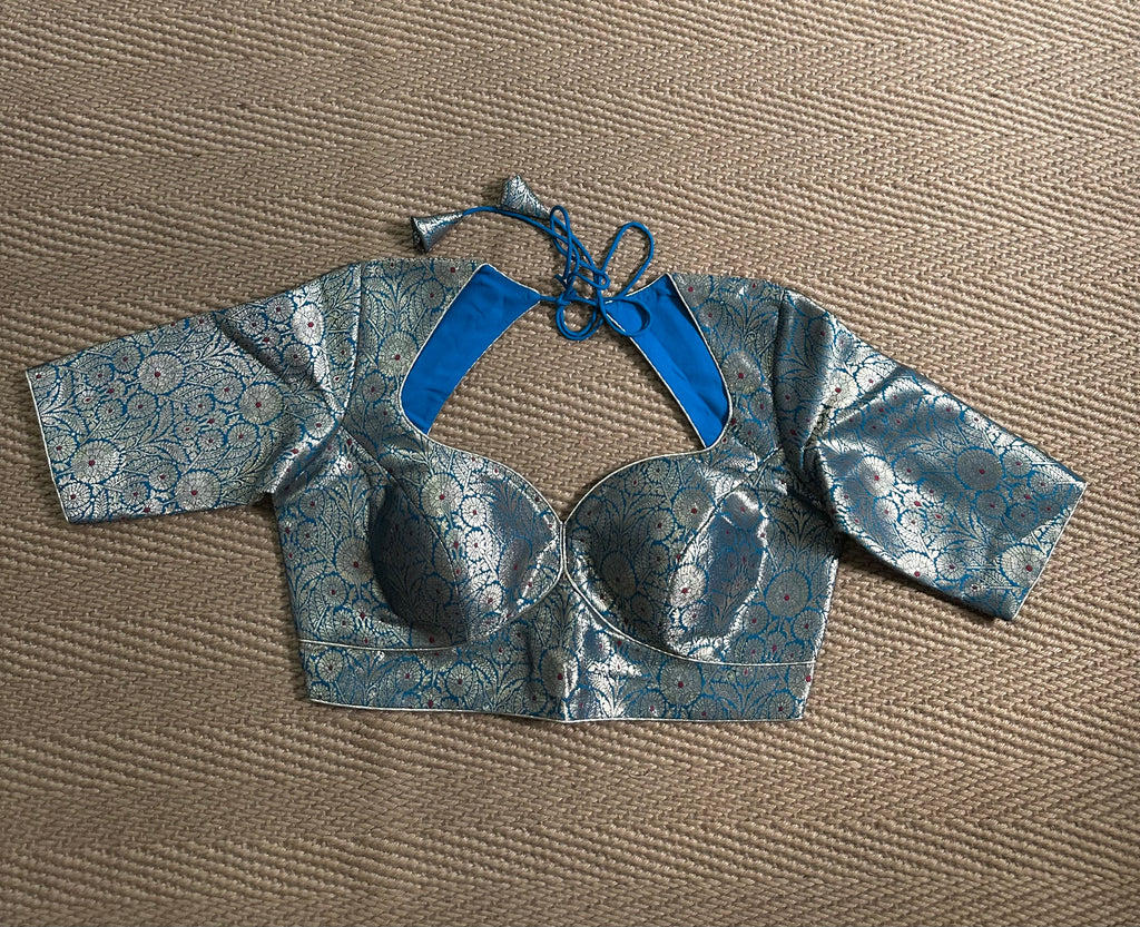 Light blue Banarsi brocade blouse