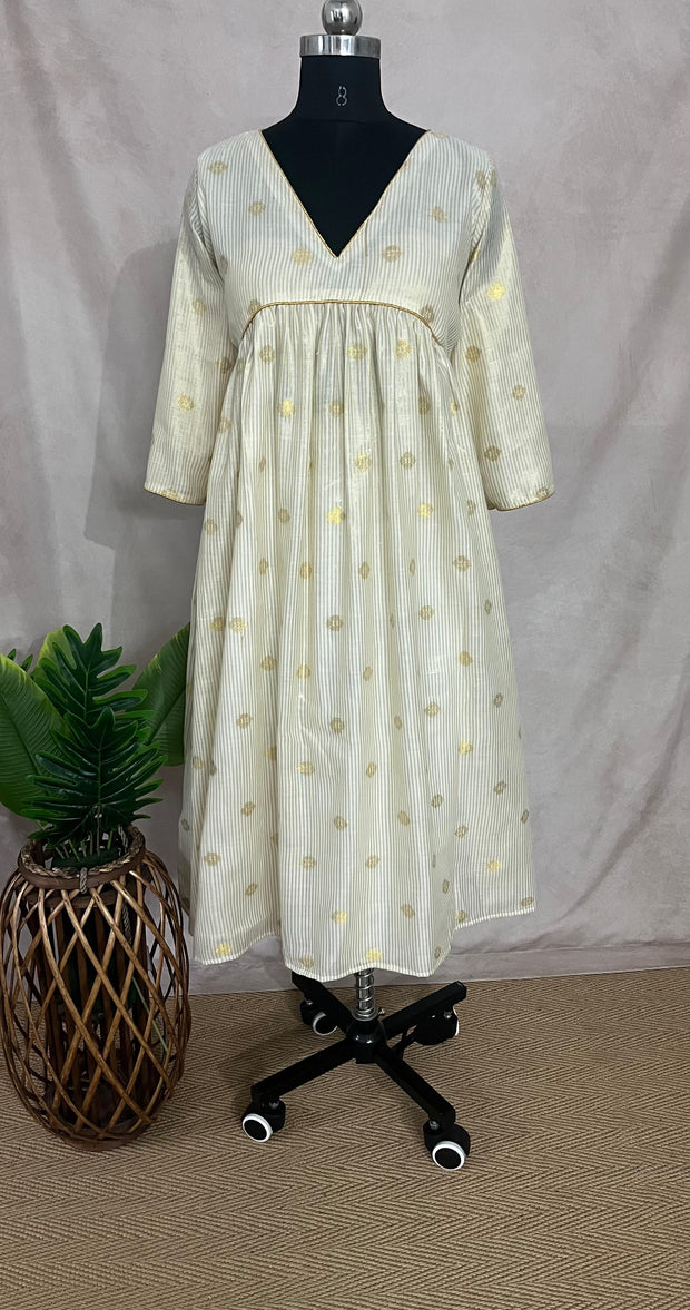 Off white cotton Onam special kurti