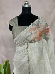 Light green Sequins designer saree, with BP