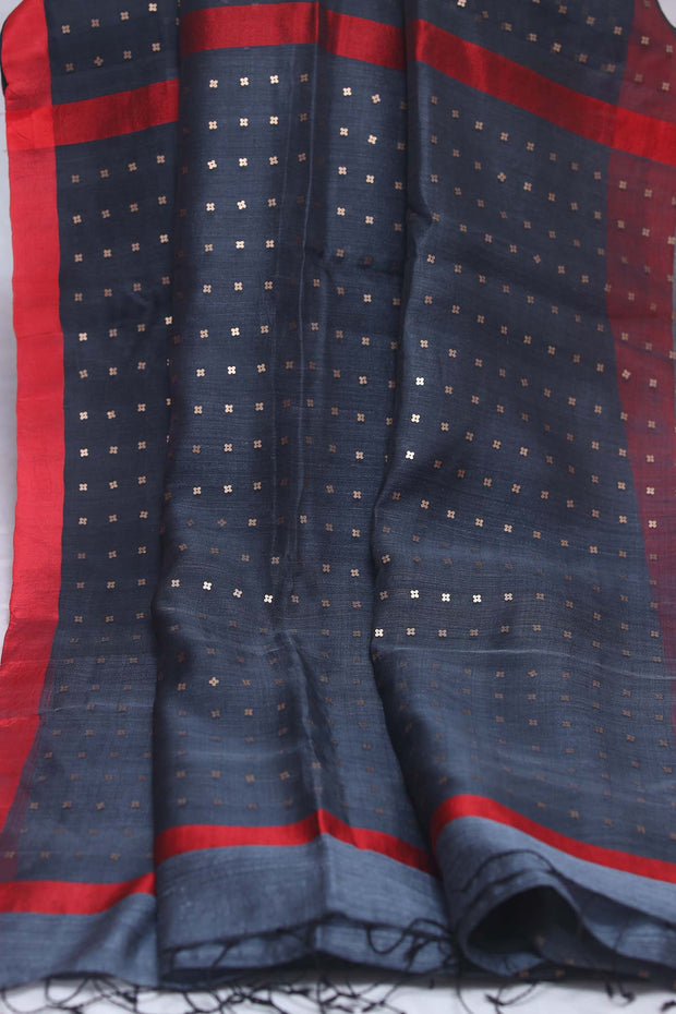 Pure Muslin Silk Saree with Weaved Sequins and Stitched Blouse
