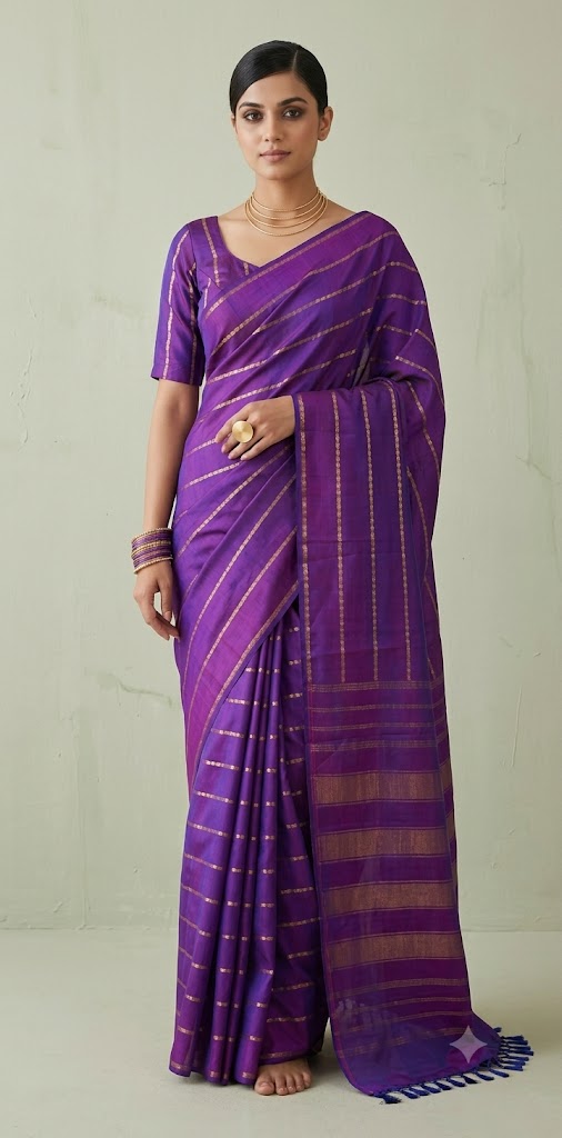 Pure handloom kanchivaram saree with 2gm zari, stitched blouse