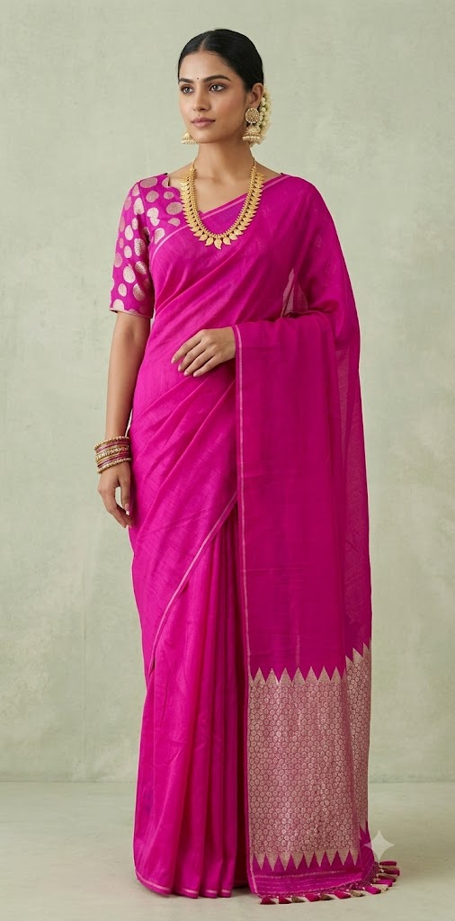 Designer pure Tussar munga silk saree with brocade blouse