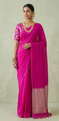Designer pure Tussar munga silk saree with brocade blouse
