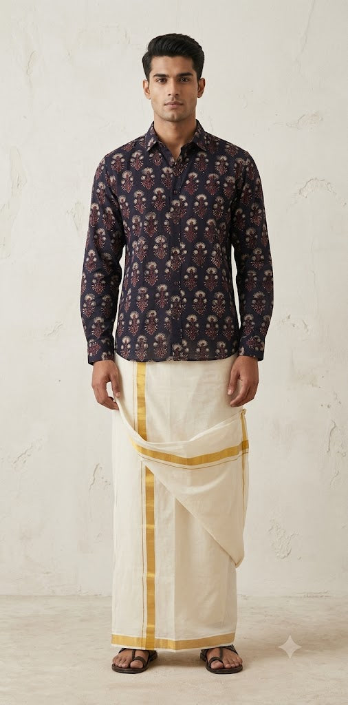 Ajrakh handblock printed shirts in pure Cotton