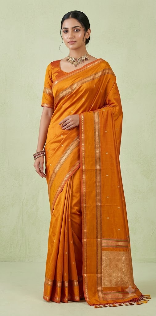 Handloom Pure katan banarsi soft silk saree with stitched blouse