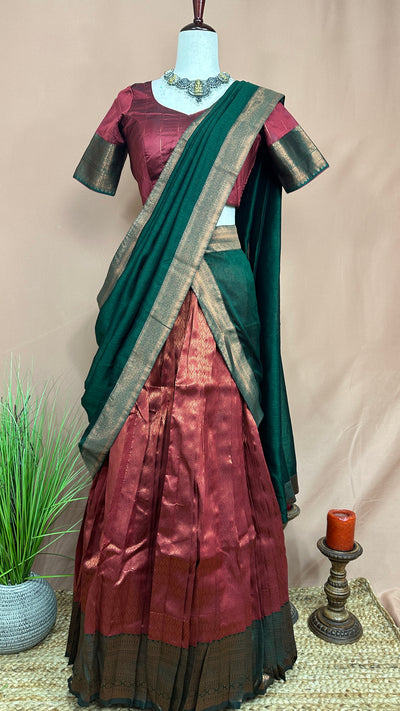 Semi silk brocade dhavani