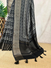 Semi crepe printed silk saree with BP