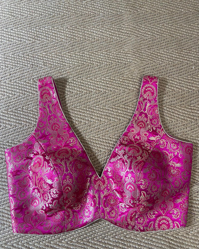Pink banarsi brocade blouse