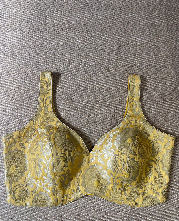 Yellow banarsi brocade blouse