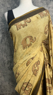 Vanaspati Ajrakh cotton sarees with hand block print with natural dye