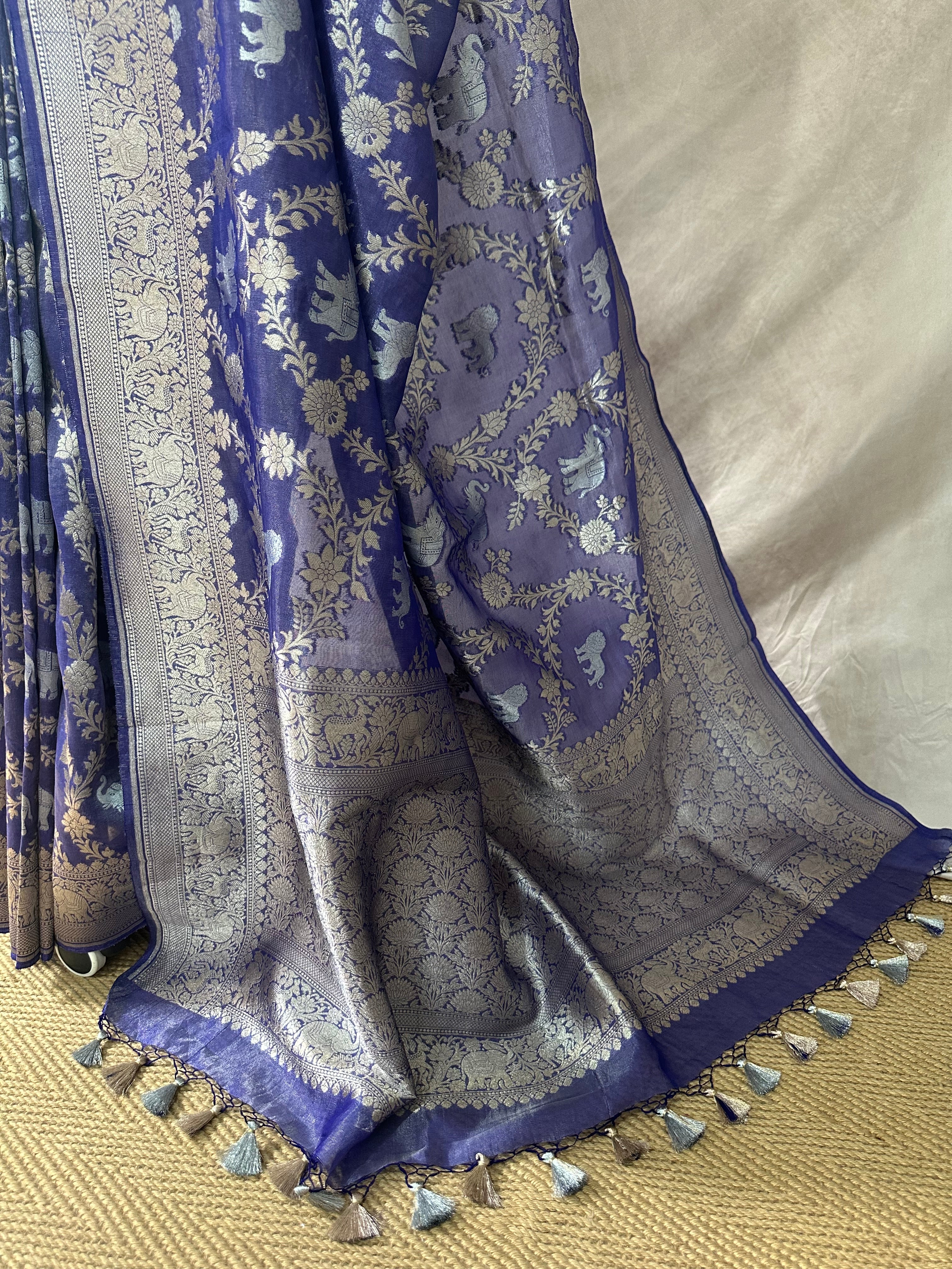 Silk Tissue Alfi figure jaal weave saree with blouse