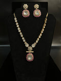 Moissanite stone necklace with pendent and earring