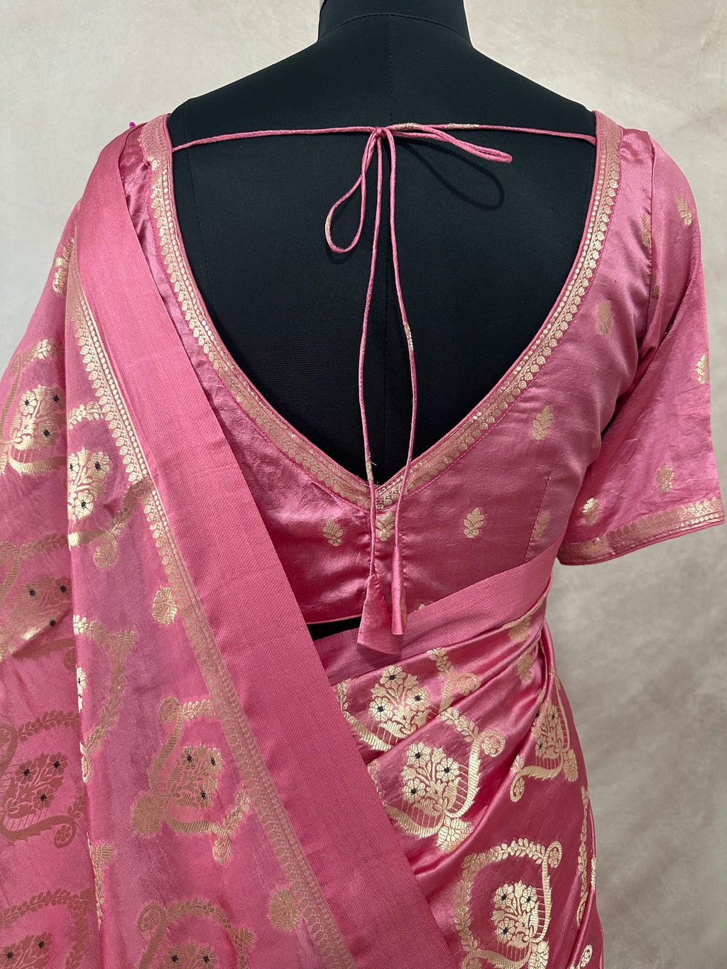 Raw mango meena jal saree with stitched blouse