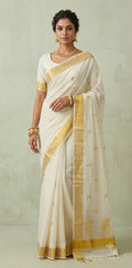 Handloom kerala kasavu saree with stitched blouse