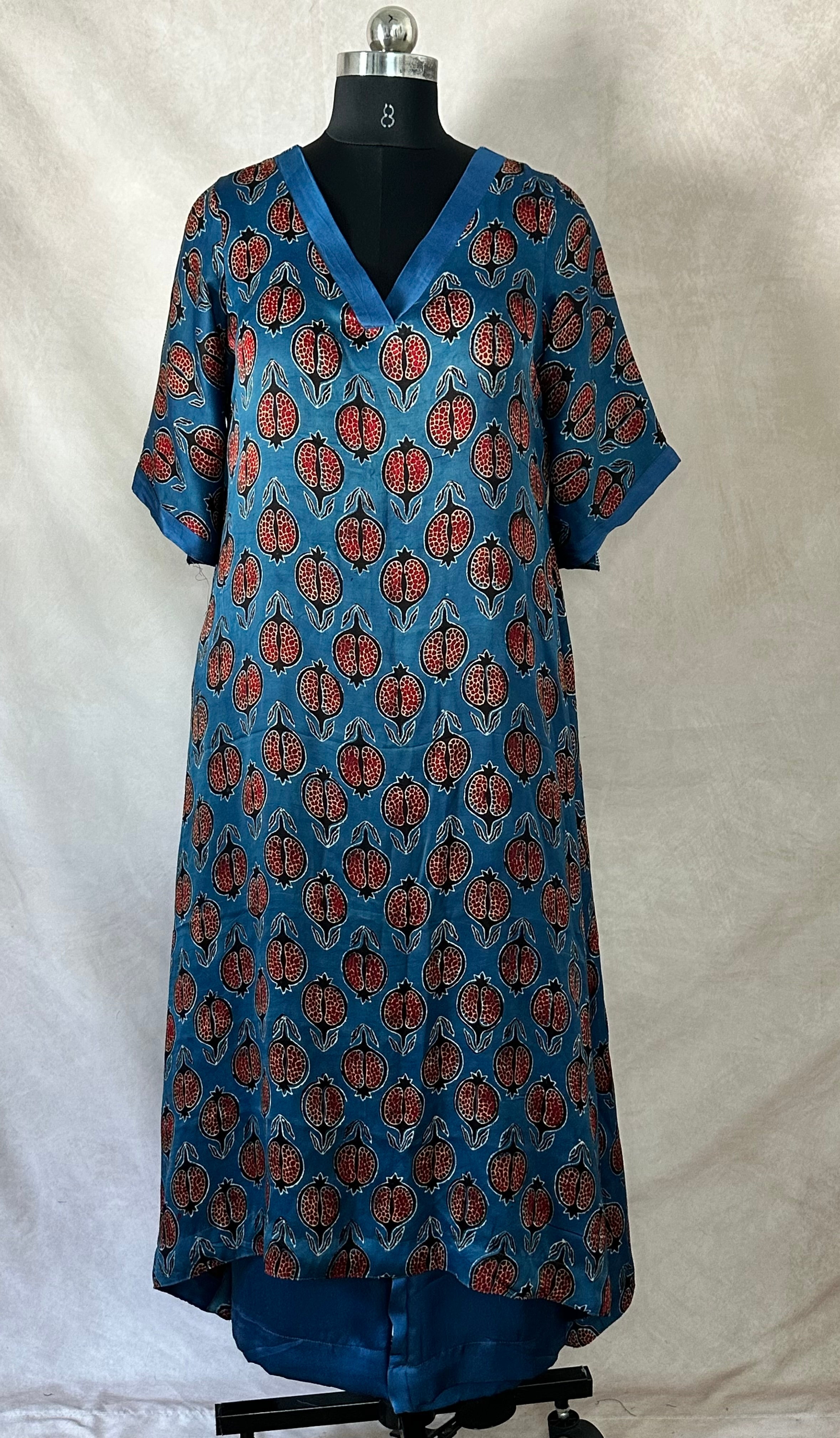 Blue modal silk kurti with bottom