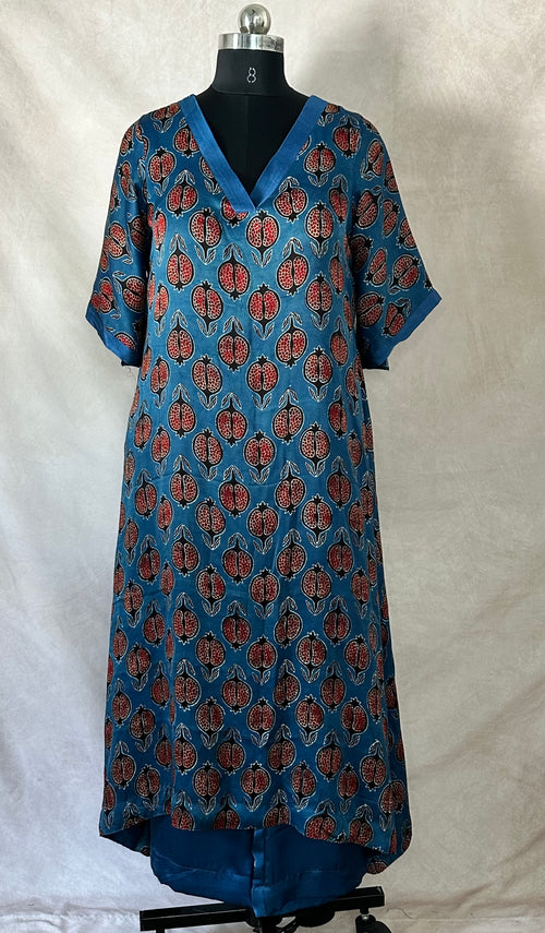 Blue modal silk kurti with bottom