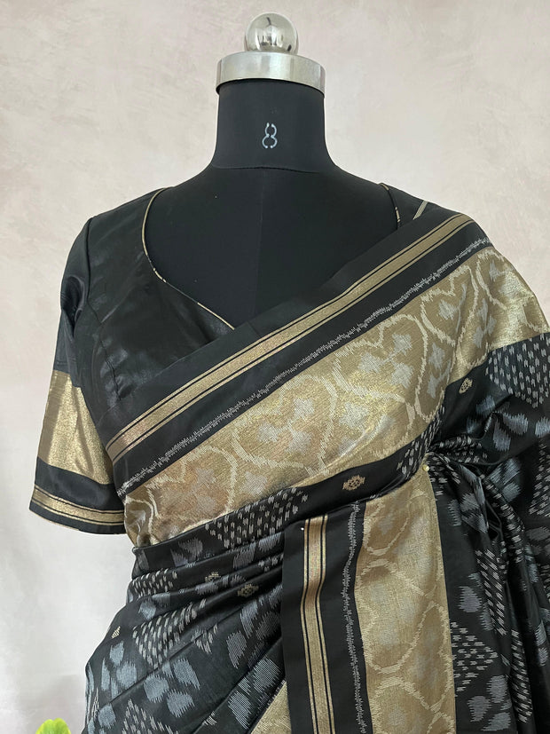 Semi ikkat saree with stitched blouse