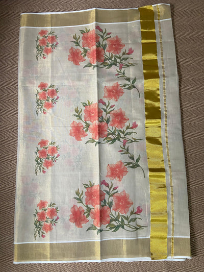 Cotton tissue floral digital printed set saree