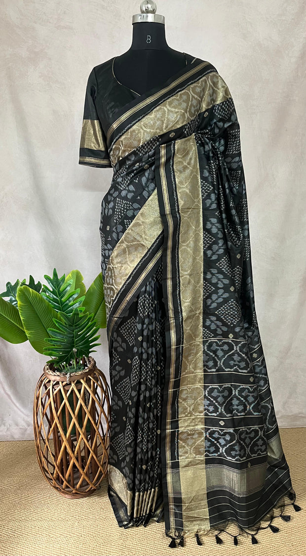 Semi ikkat saree with stitched blouse