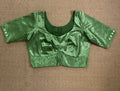 Light green modal silk blouse with mirror work
