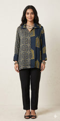 Pure Modal silk shirt with hand block print
