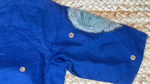 Blue cotton patchwork blouse