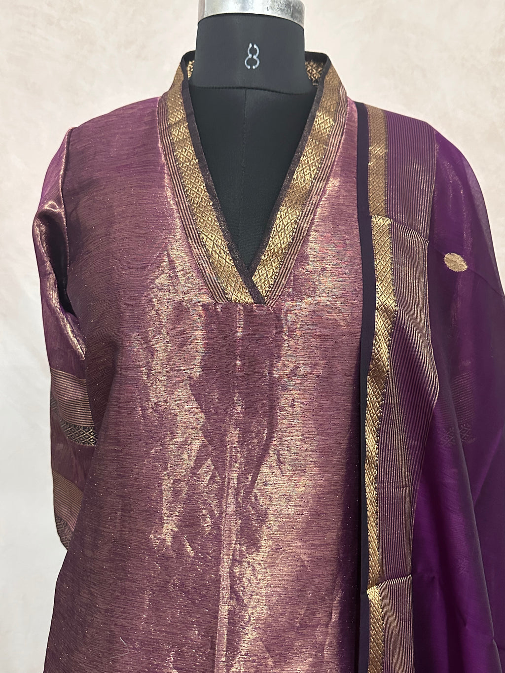 Maheshwari tissue cotton kurti with bottom and dupatta