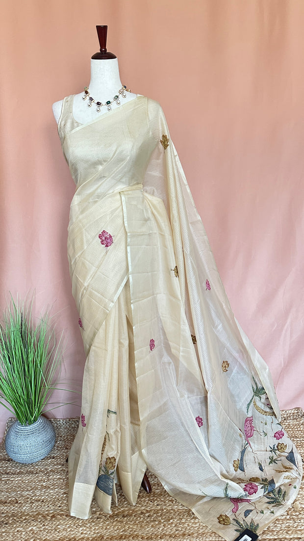 Kotta silk saree with hand emboidery, with BP
