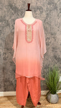 Chiffon designer short kaftan with bottom